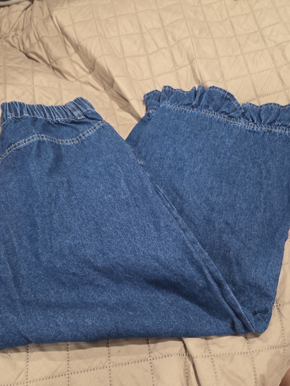 Denim Blue Jeans with Ruffle Bottom